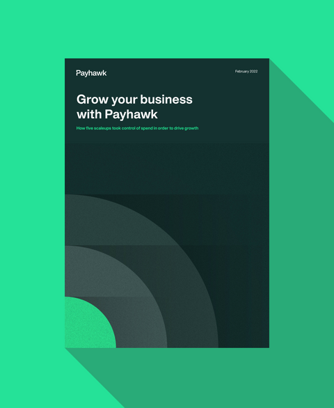 Ebook: "Grow your business with Payhawk
low five scallops took control of spend in order to drive growth"